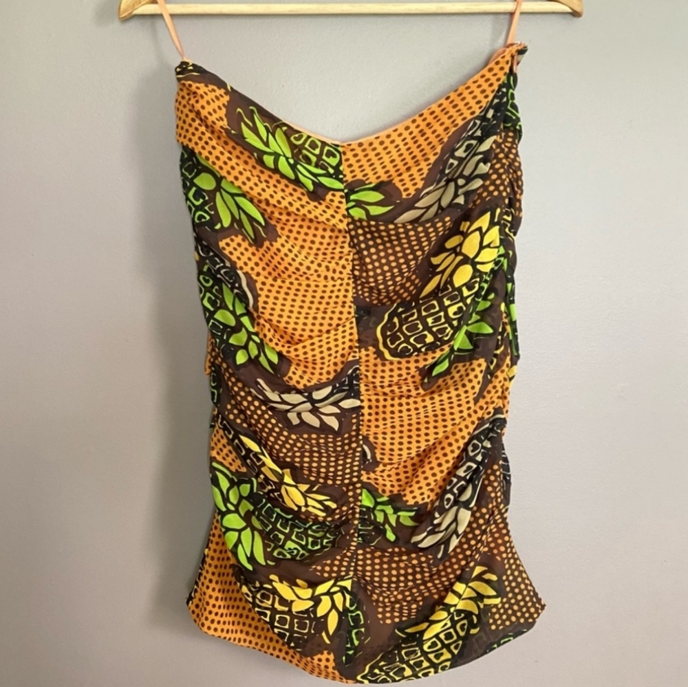 Moschino Cheap And Chic Silk Pineapple Tube Top